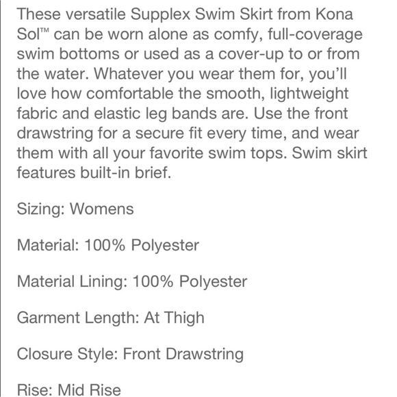 Women’s Kona sol high coverage skirt black NWT - Picture 4 of 12